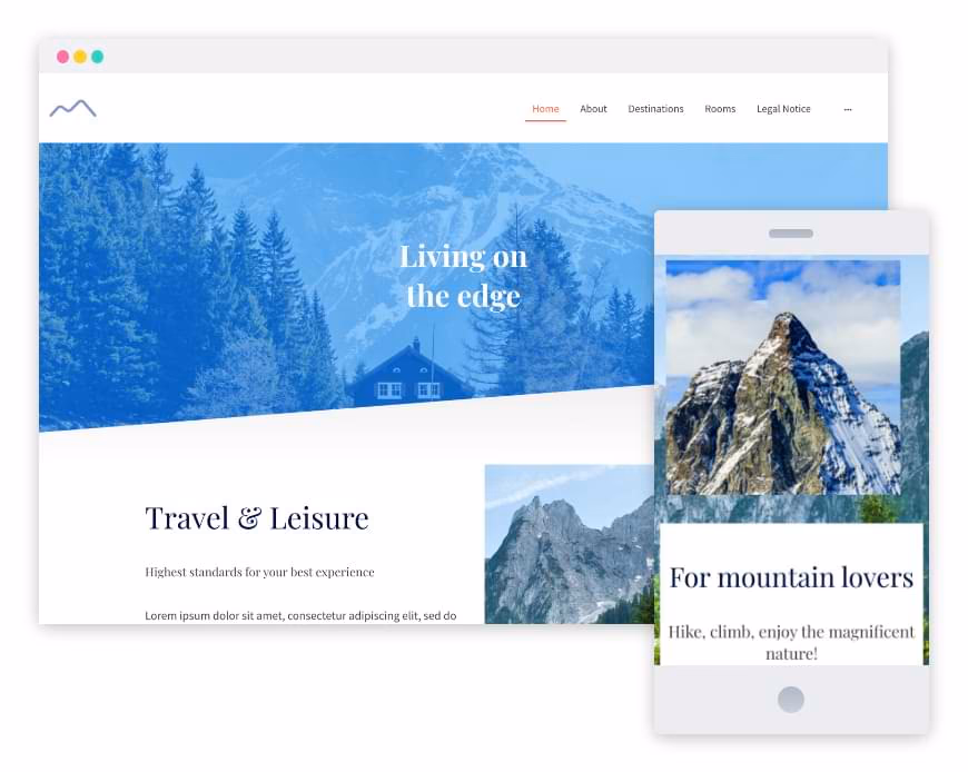 Screenshots from a travel website in different formats 