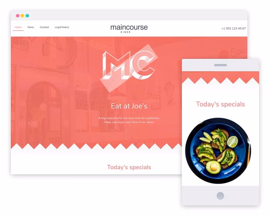 Screenshot from a restaurants website; Bowl of food