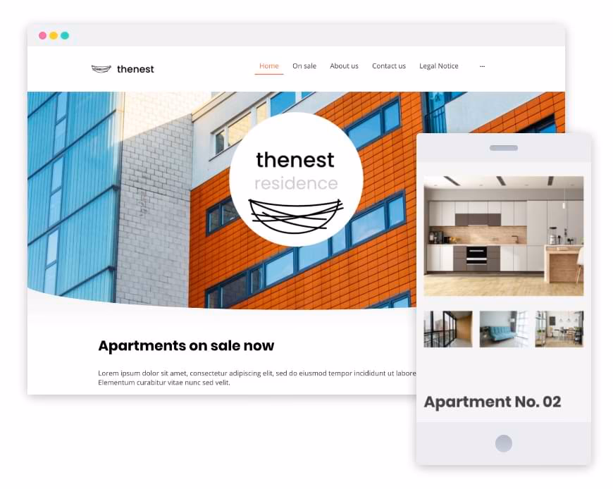 Screenshots of a real estate agents website in various formats 